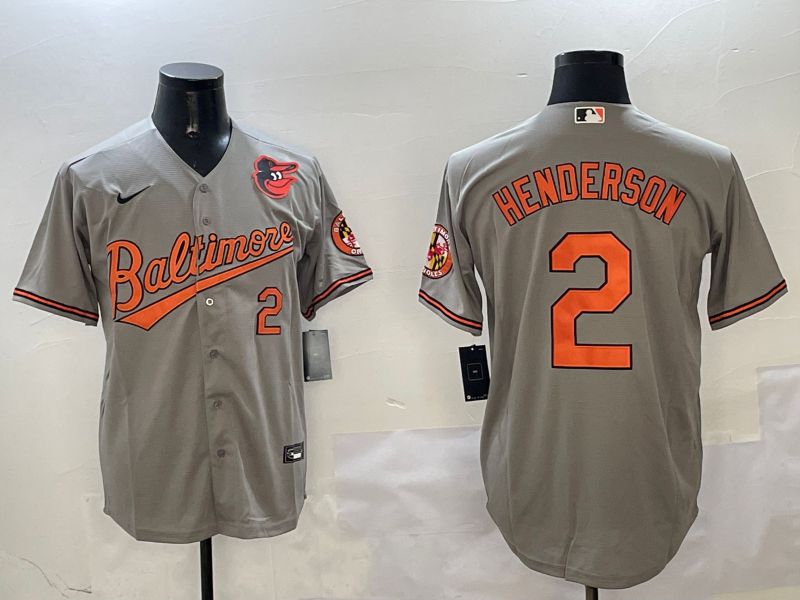 Men Baltimore Orioles #2 Henderson Grey Game 2025 Nike MLB Jersey style 1
